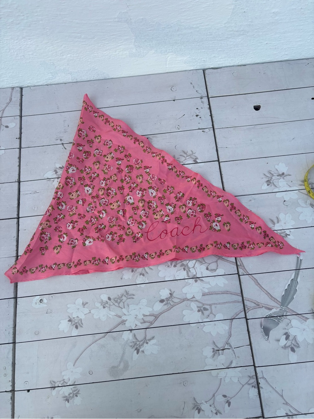 Coach Pink Floral Square Silk Scarf - Picture 2 of 4